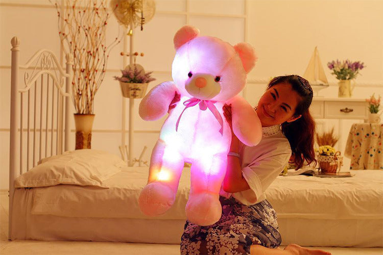 LED Teddy Bear Stuffed Animals Plush Toy Colorful Glowing Christmas Gift