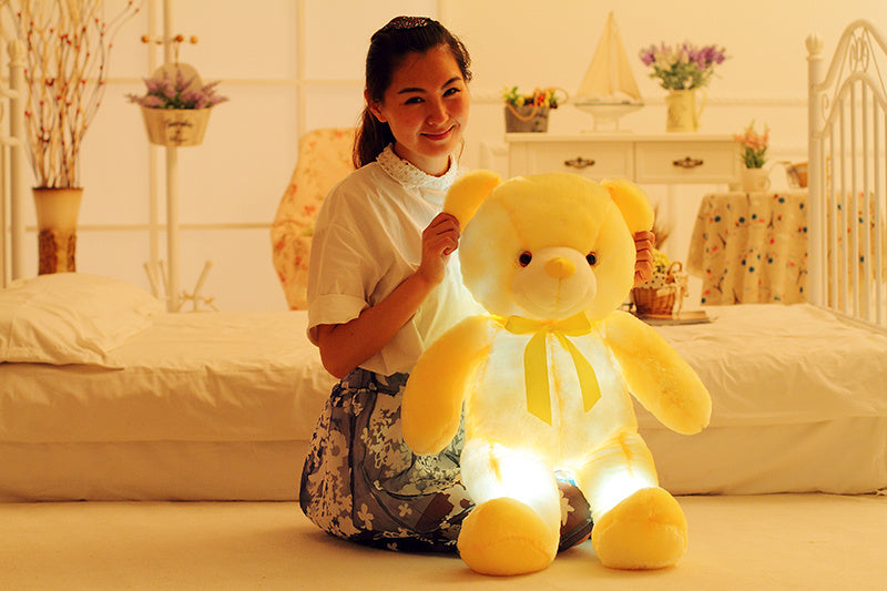 LED Teddy Bear Stuffed Animals Plush Toy Colorful Glowing Christmas Gift