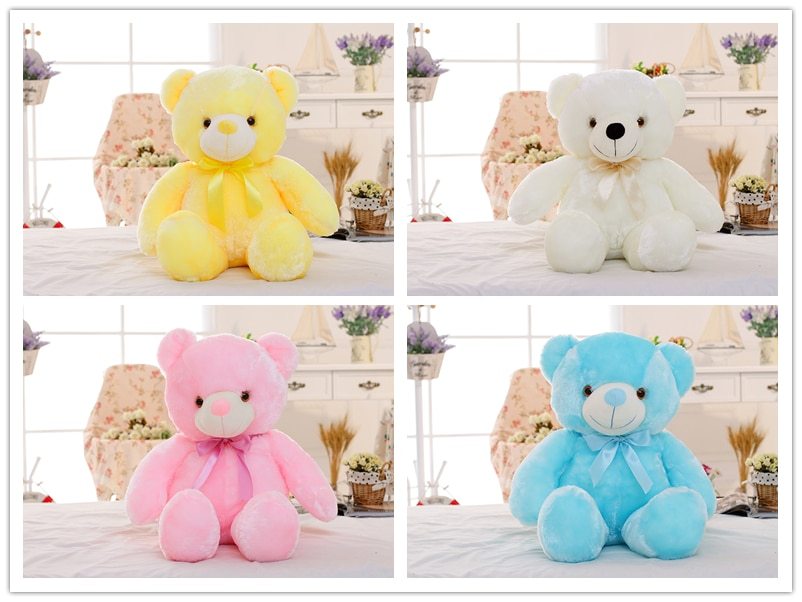 LED Teddy Bear Stuffed Animals Plush Toy Colorful Glowing Christmas Gift