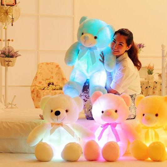 LED Teddy Bear Stuffed Animals Plush Toy Colorful Glowing Christmas Gift