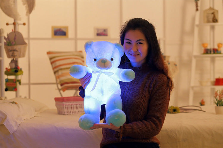 LED Teddy Bear Stuffed Animals Plush Toy Colorful Glowing Christmas Gift