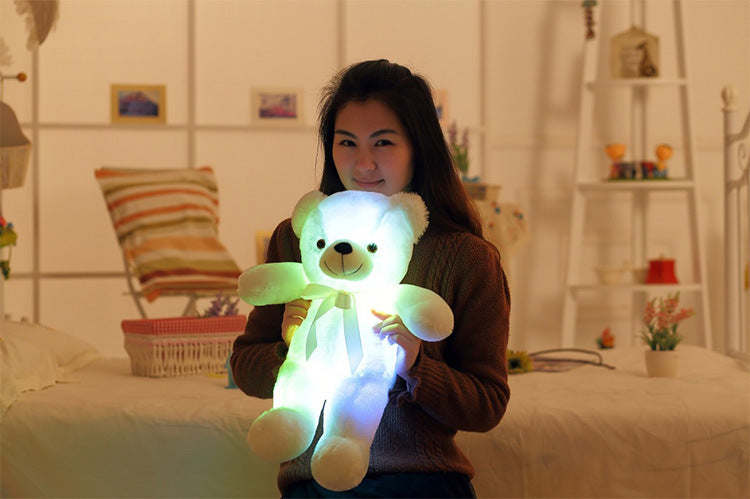 LED Teddy Bear Stuffed Animals Plush Toy Colorful Glowing Christmas Gift