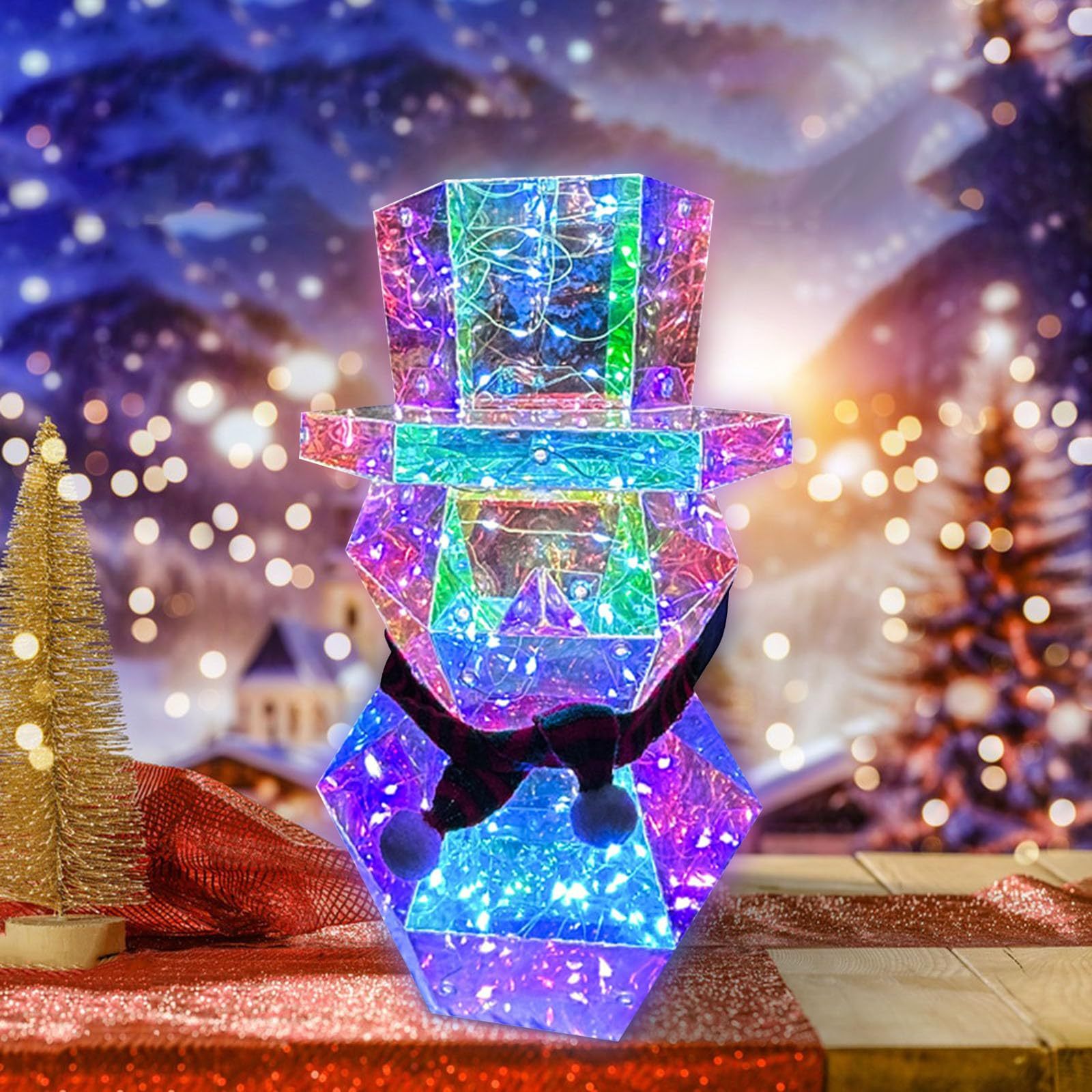 christmas decor colorful led glow santa claus snowman night light xma