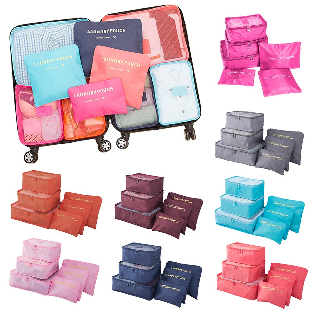 6 PCS Travel Storage Bag Set for Clothes Tidy Organizer Wardrobe Suitcase Pouch Travel Organizer Bag Case Shoes Packing Cube Bag