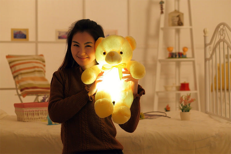 LED Teddy Bear Stuffed Animals Plush Toy Colorful Glowing Christmas Gift