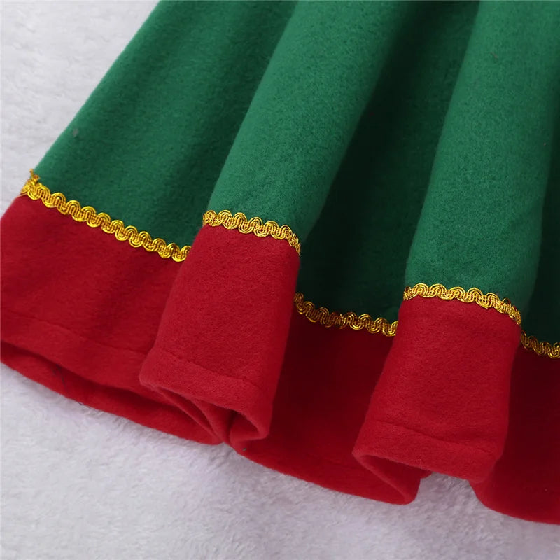 2022 green Elf Girls christmas Costume Festival Santa Clause for Girls New Year chilren clothing Fancy Dress Xmas Party Dress