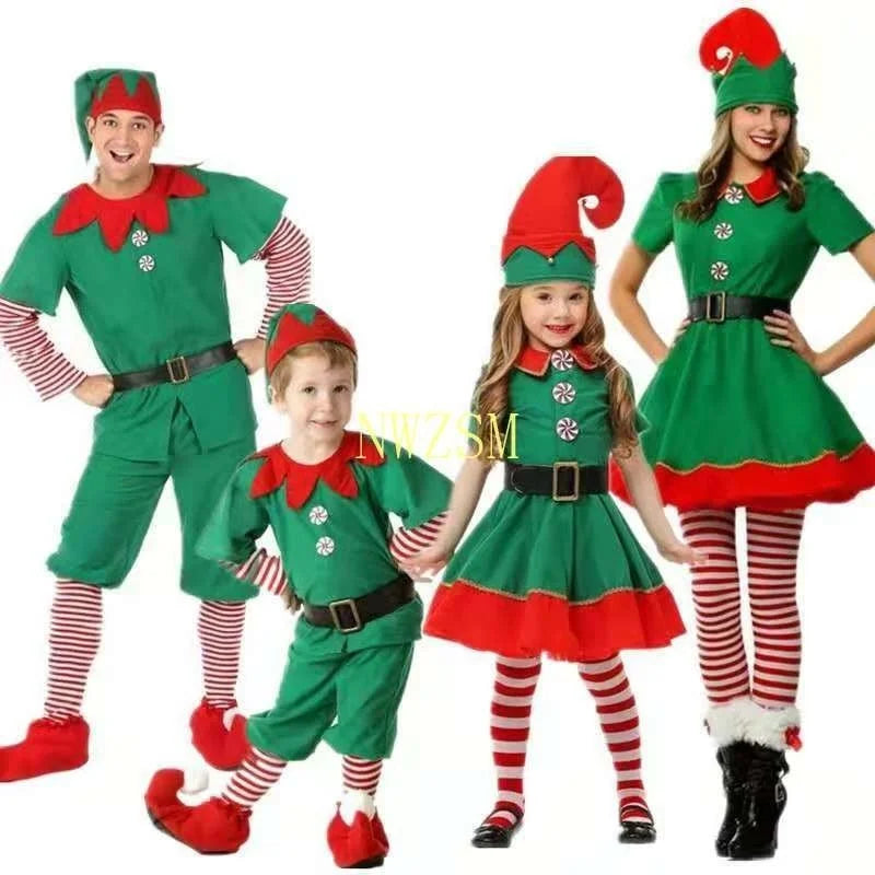 2022 green Elf Girls christmas Costume Festival Santa Clause for Girls New Year chilren clothing Fancy Dress Xmas Party Dress