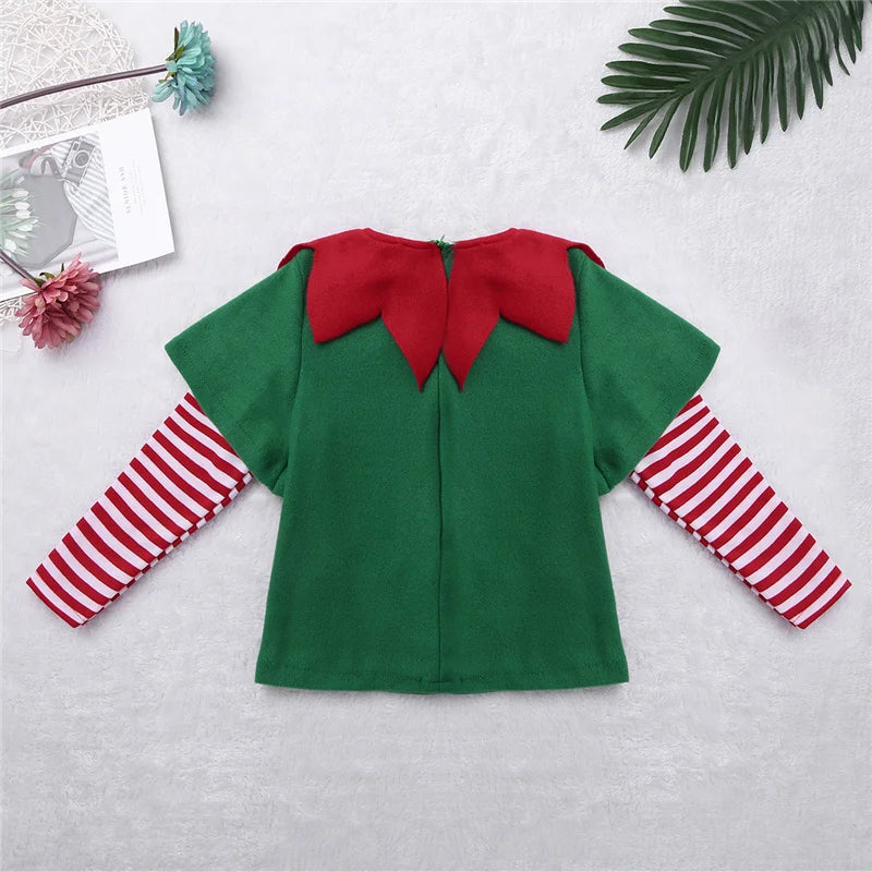 2022 green Elf Girls christmas Costume Festival Santa Clause for Girls New Year chilren clothing Fancy Dress Xmas Party Dress