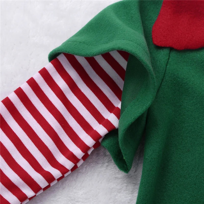 2022 green Elf Girls christmas Costume Festival Santa Clause for Girls New Year chilren clothing Fancy Dress Xmas Party Dress