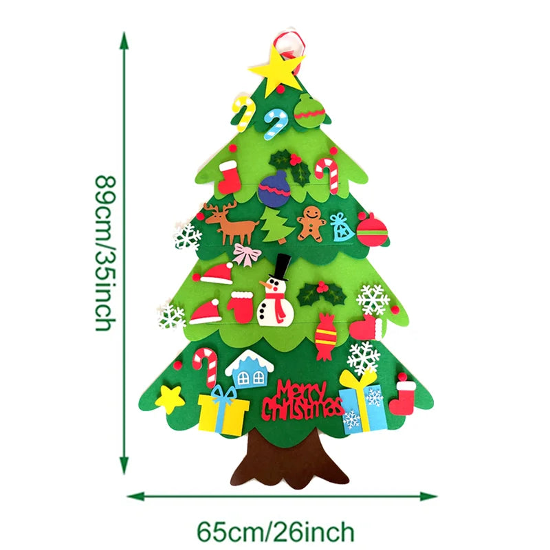 DIY Felt Christmas Tree Christmas Decoration for Home Navidad 2022 New Year Christmas Ornaments Santa Claus Xmas Kids Gifts