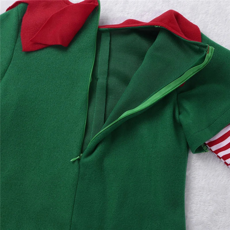 2022 green Elf Girls christmas Costume Festival Santa Clause for Girls New Year chilren clothing Fancy Dress Xmas Party Dress