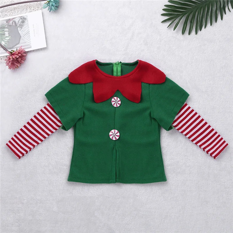 2022 green Elf Girls christmas Costume Festival Santa Clause for Girls New Year chilren clothing Fancy Dress Xmas Party Dress