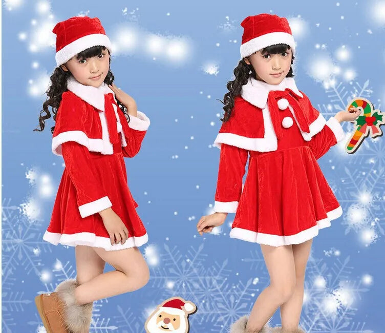 New Year Kids Santa Claus Toddler Baby Red Xmas Clothes Party Red Dress Set for Children Christmas Costume Santa Claus Set