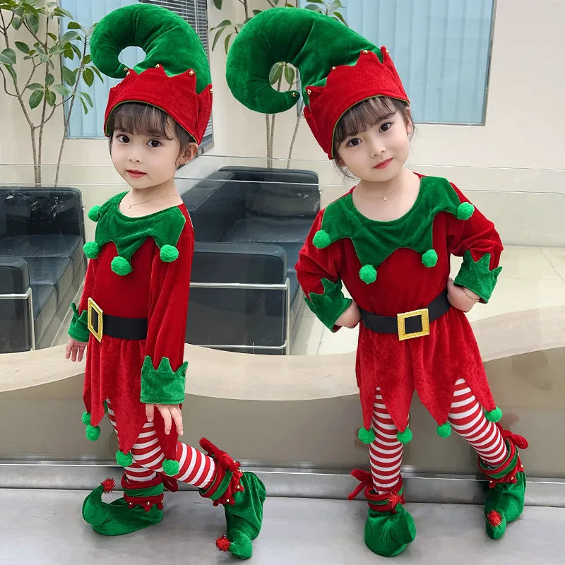 New Year Kids Santa Claus Toddler Baby Red Xmas Clothes Party Red Dress Set for Children Christmas Costume Santa Claus Set