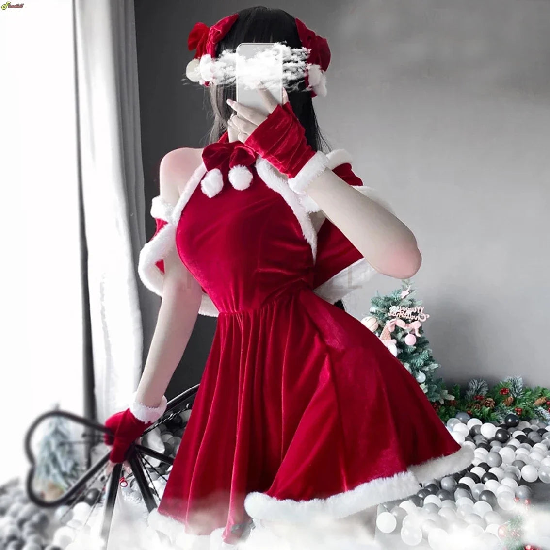 Christmas Women Dress Xmas Sexy Lady Santa Claus Cosplay Costume Sexy Lingerie Winter Red Dress Bunny Cosplay Girls Uniform