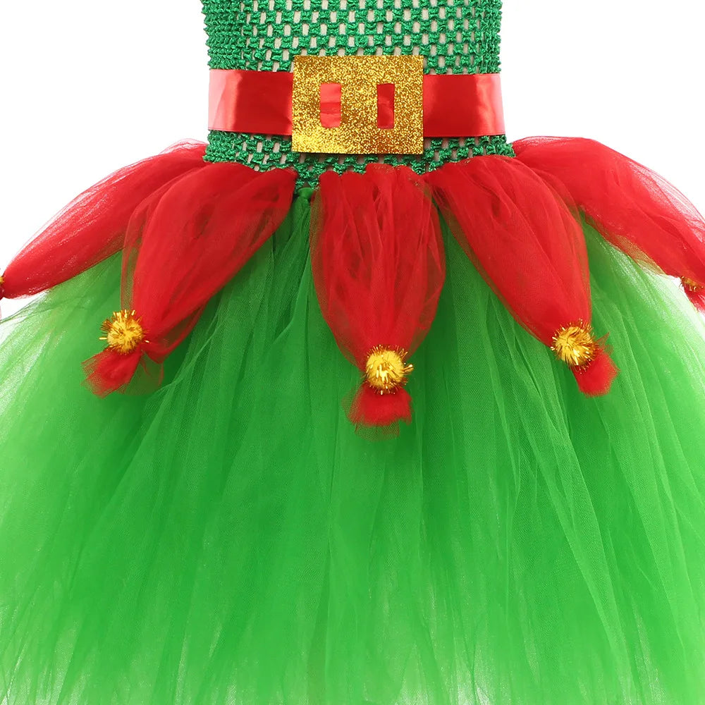 2024 Girls Christmas Santa Claus Costume Kids Cosplay Dress Children Dress Up Clothes Carnival Party Clothes