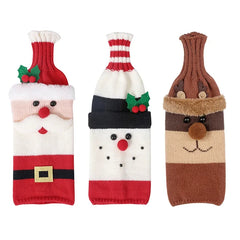 Christmas Red Wine Bottle Cover Santa Claus Snowman Elk  Knitted Bottle Case 2025 Merry Christmas Decor Champagne Bottle Cover