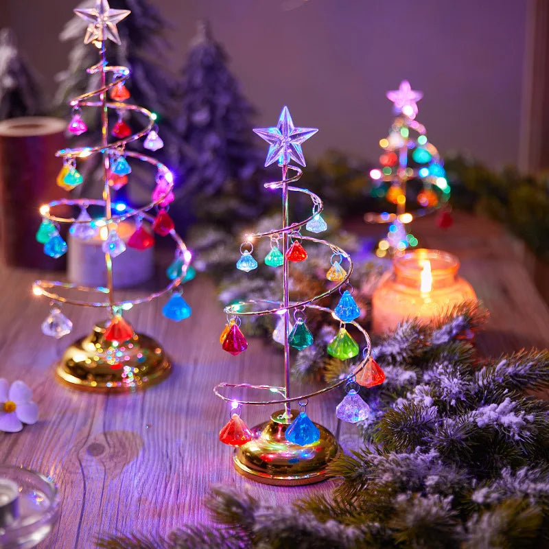 Crystal Christmas Tree Lamp Crystal Light LED Desk Table Lamps Fairy Lights Bedroom Decor Girlfriend Kids Christmas Gifts 2024