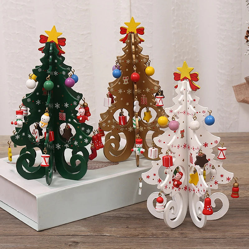 Christmas Tree Children's Handmade DIY Stereo Wooden Christmas Tree Scene Layout Christmas Decorations Ornaments Hot