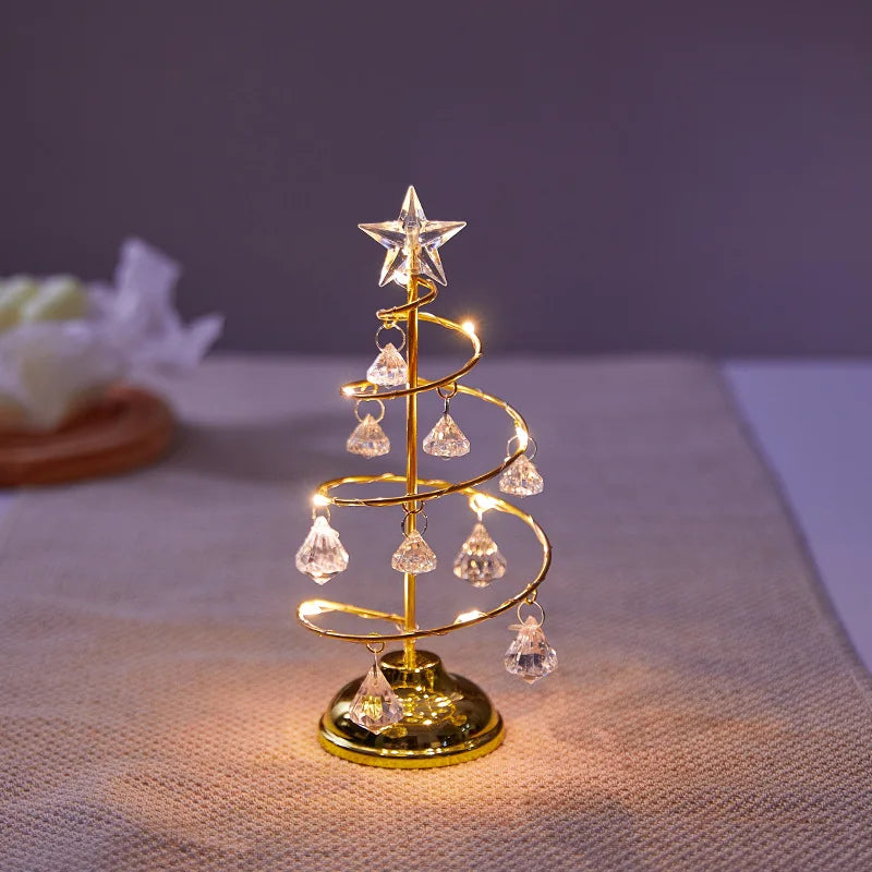 Crystal Christmas Tree Lamp Crystal Light LED Desk Table Lamps Fairy Lights Bedroom Decor Girlfriend Kids Christmas Gifts 2024