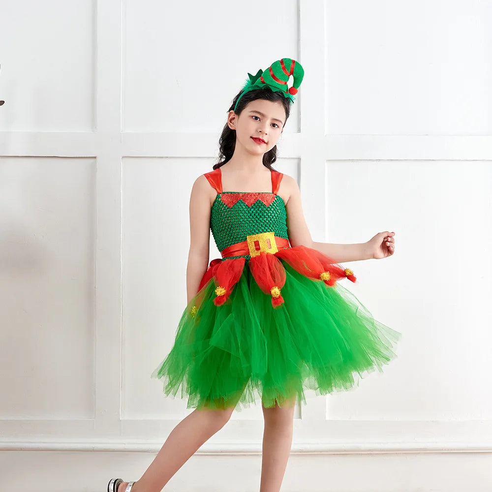 2024 Girls Christmas Santa Claus Costume Kids Cosplay Dress Children Dress Up Clothes Carnival Party Clothes