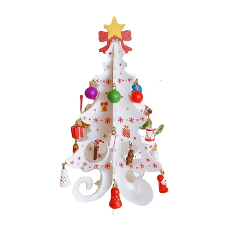 Christmas Tree Children's Handmade DIY Stereo Wooden Christmas Tree Scene Layout Christmas Decorations Ornaments Hot