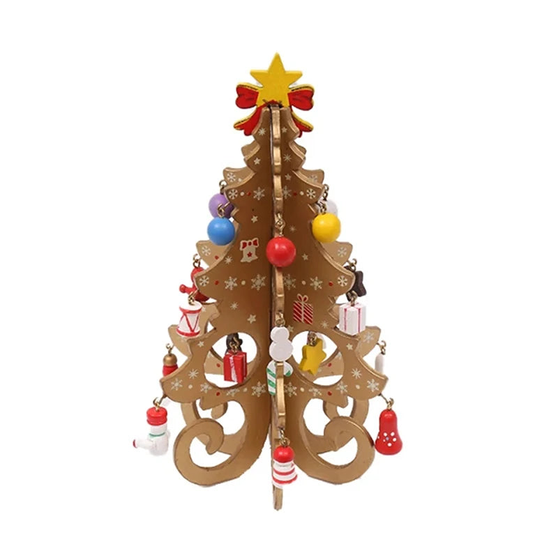 Christmas Tree Children's Handmade DIY Stereo Wooden Christmas Tree Scene Layout Christmas Decorations Ornaments Hot