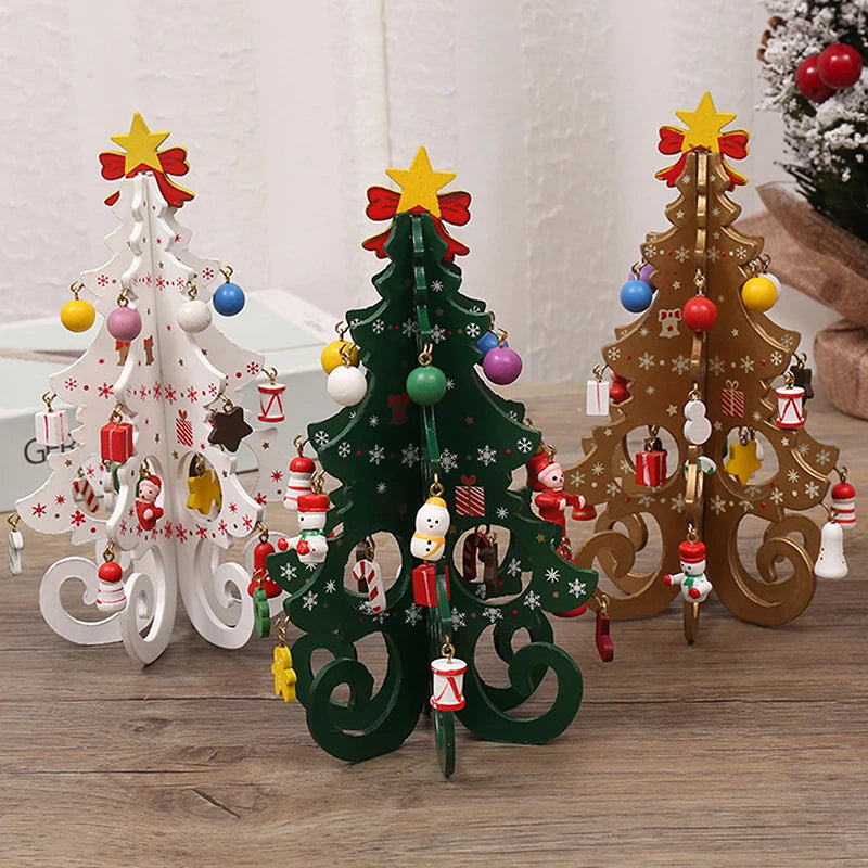 Christmas Tree Children's Handmade DIY Stereo Wooden Christmas Tree Scene Layout Christmas Decorations Ornaments Hot