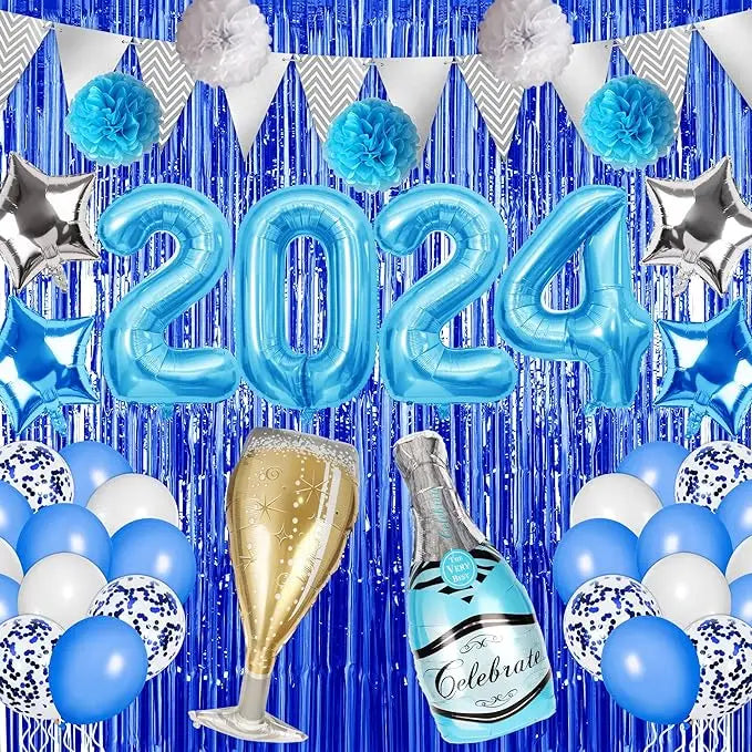 Happy New Year Decorations 2024 New Year Balloon Arch Garland Kit for Christmas Decoration Theme New Years Eve Party Supplies