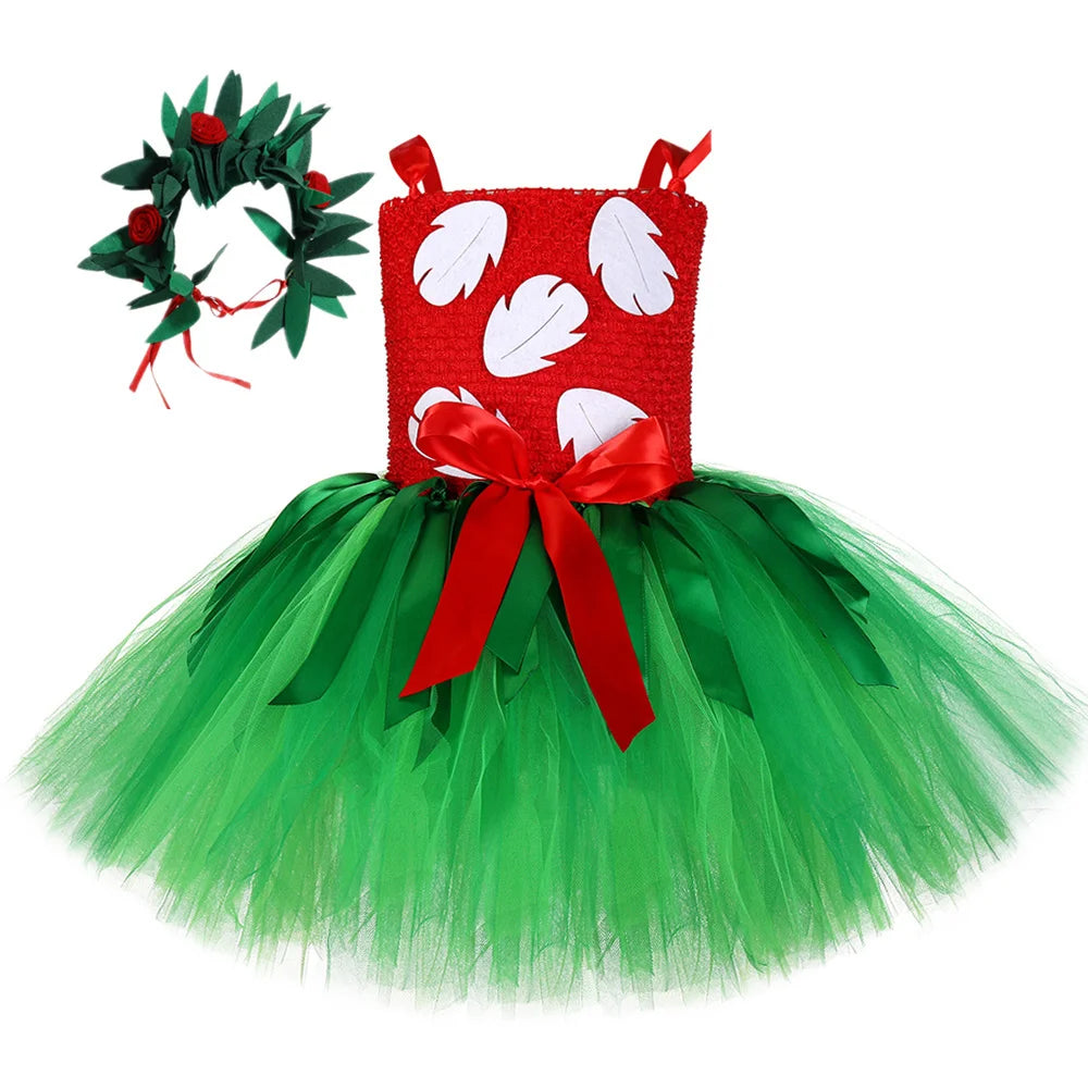 Lilo Tutu dress for girl christmas costume for kids Hawaiian dresses for girls Party Santa Outfit Kids Dress Up clothes