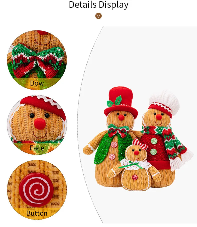 2024 Christmas Creative Gingerbread Figurine Ornament Doll Gift Merry Christmas Decor for Home Xmas 2025 Happy New Year Supplies