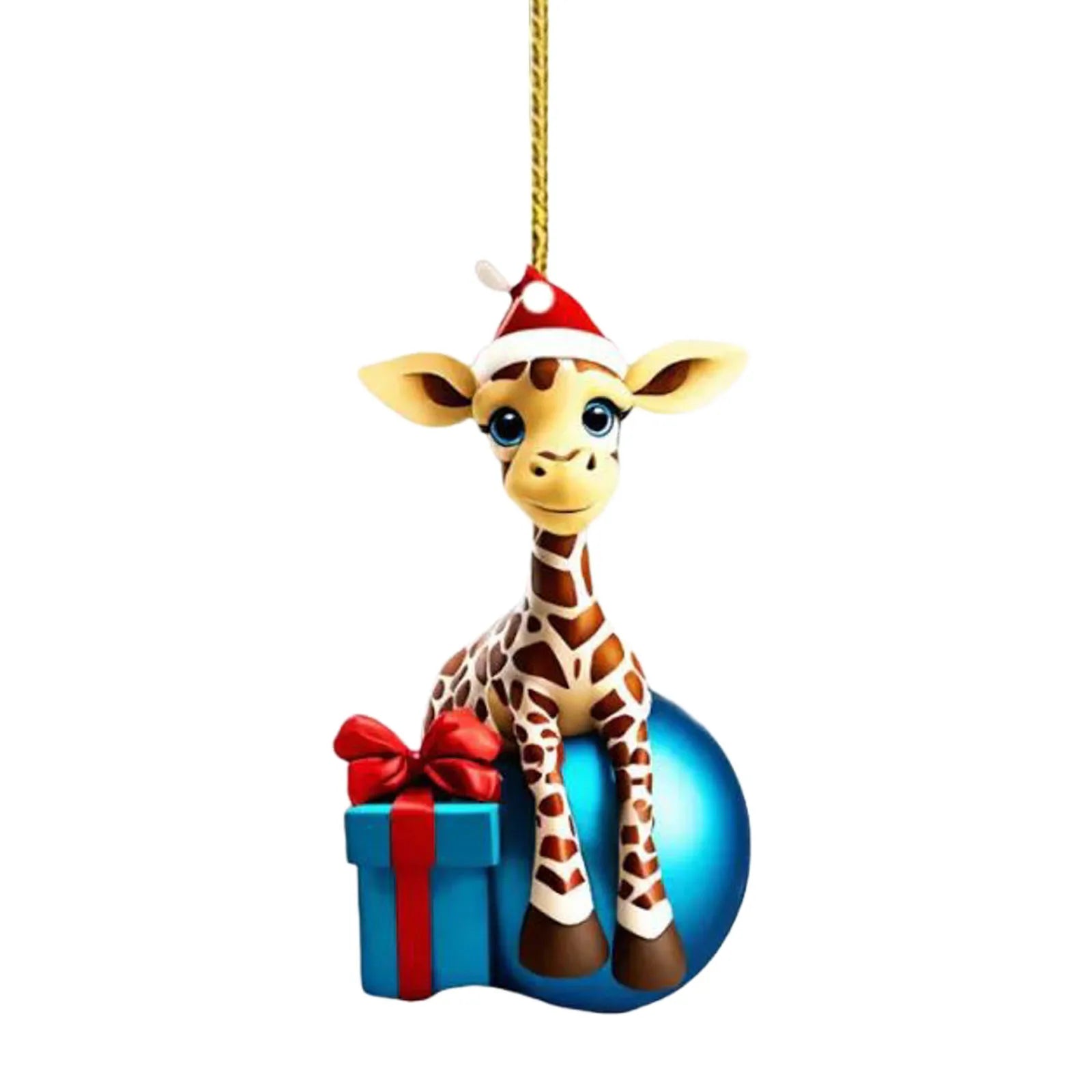 Christmas Hanging Cartoon Giraffe Pattern Christmas Tree Hanging Car Hanging Festive Home Decorations Flower Christmas Ornament