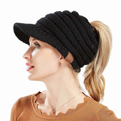 2024 New Women Hats Autumn Winter Warm Female Knitted Hats Outdoor Sports Golf Ponytail Hat Baseball Caps Visor Fashion