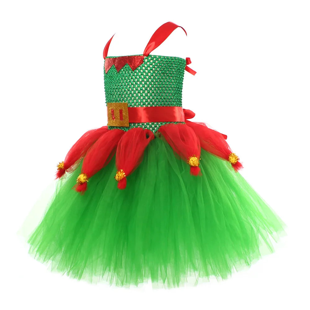 2024 Girls Christmas Santa Claus Costume Kids Cosplay Dress Children Dress Up Clothes Carnival Party Clothes