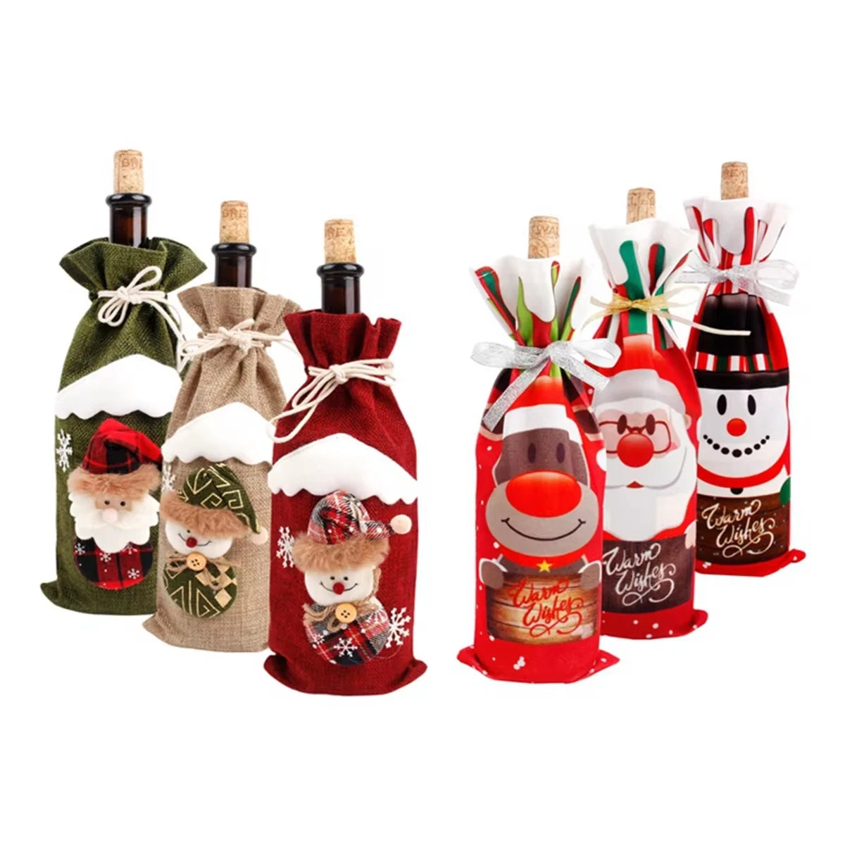 Christmas Wine Bottle Cover Merry Christmas Decorations For Home 2024 Xmas Ornaments Gift Navidad Noel Natal Happy New Year 2025