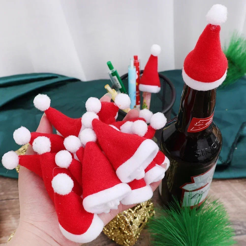 Lots Christmas Wine Bottle Cover Cap Red Green Xmas Hats Scarf Home Ornament Festival Party Tableware Decoration Supplies 2024