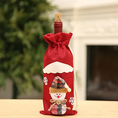 Christmas Linen Santa Claus Snowman Wine Bottle Cover Merry Christmas Table Decorations For Home Xmas Ornaments Navidad Supplies