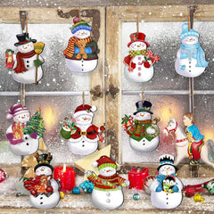 24pcs Christmas retro design wooden Christmas snowman ornament, Christmas home garden, Christmas party atmosphere decoration