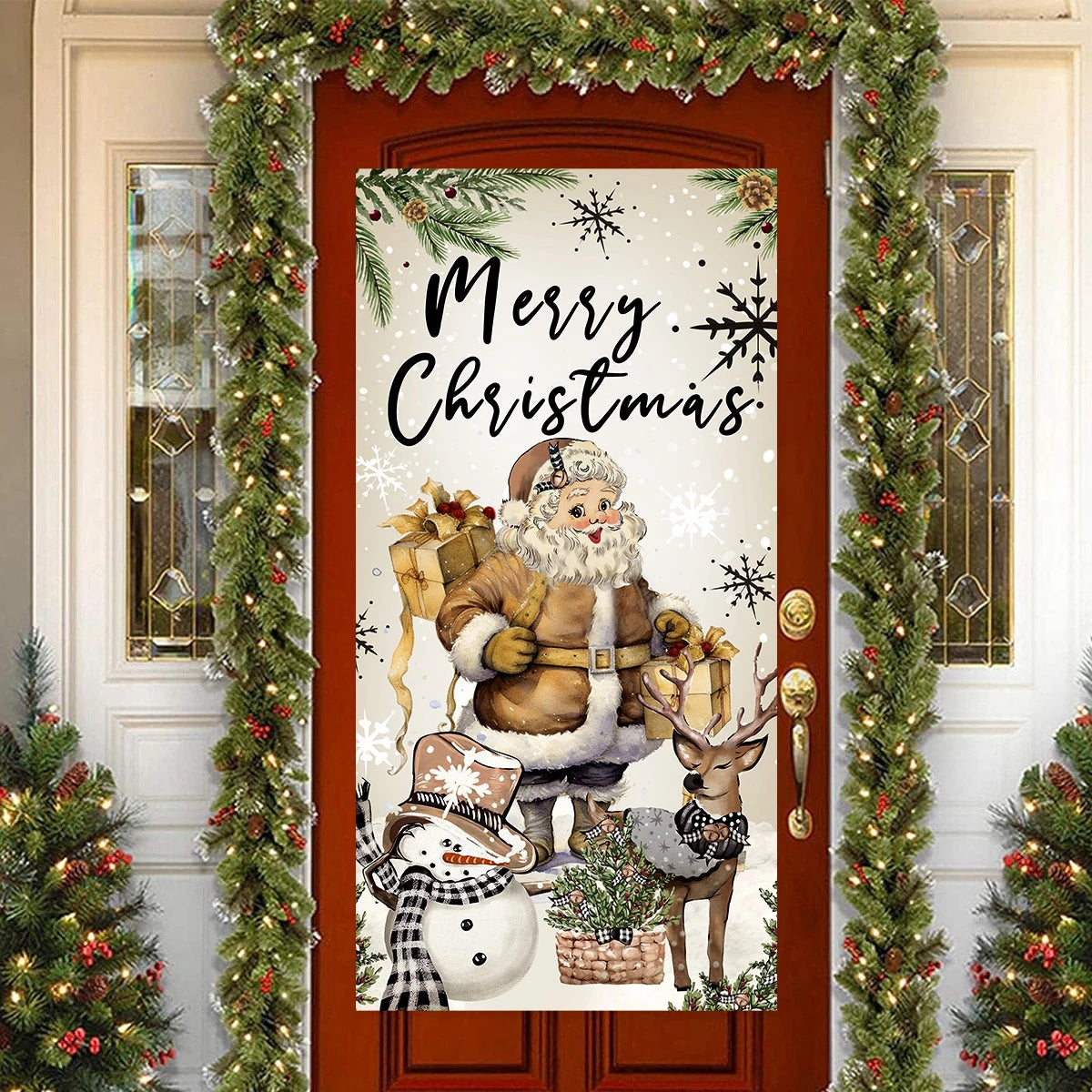 Christmas Hanging Flag Porch Door Banner Christmas Decorations For Home 2024 Ornaments Xmas Gifts Navidad New Year Decor 2025