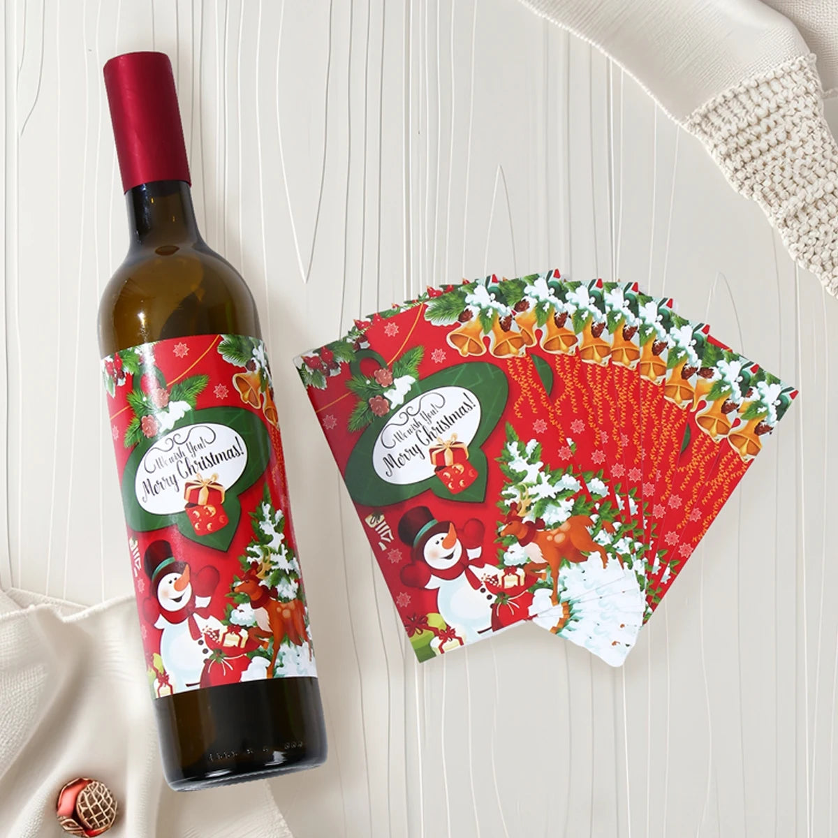 Christmas Wine Sticker Decoration Merry Cristmas Decor for Home 2024 Wine Sticker Xmas Ornament Navidad Natal New Year Gift 2025