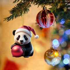 Christmas Cute Panda Pendant Hanging Gift Christmas White Panda Pattern Decoration Tree Backpack Home Window Christmas Pendant