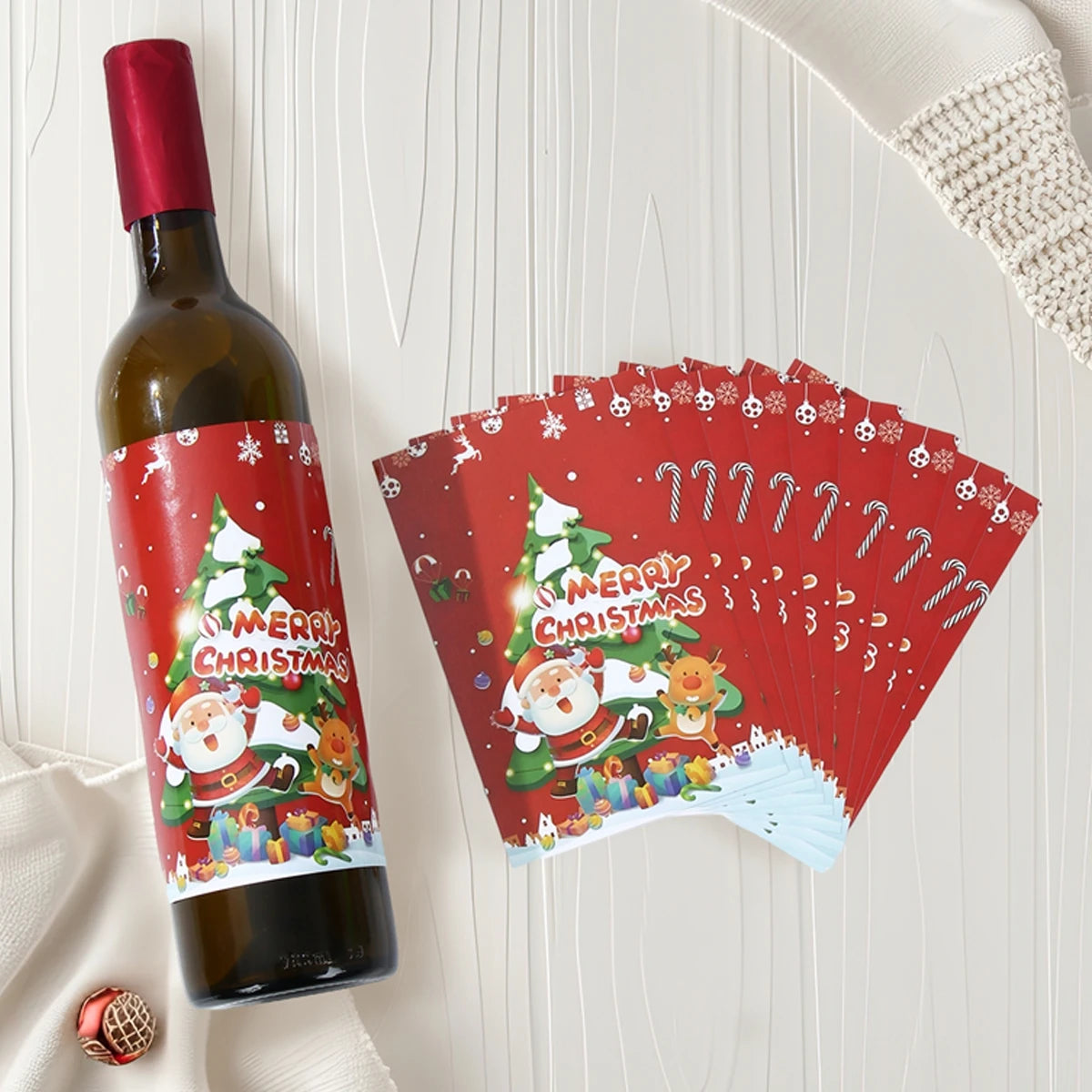 Christmas Wine Sticker Decoration Merry Cristmas Decor for Home 2024 Wine Sticker Xmas Ornament Navidad Natal New Year Gift 2025