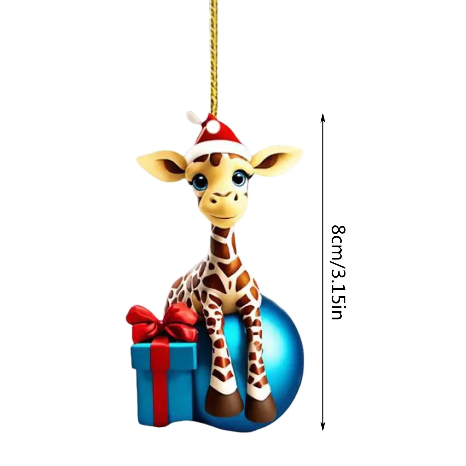 Christmas Hanging Cartoon Giraffe Pattern Christmas Tree Hanging Car Hanging Festive Home Decorations Flower Christmas Ornament