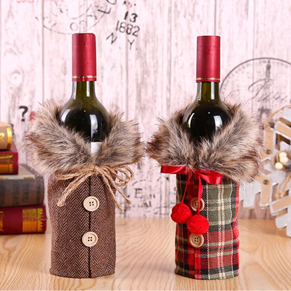 Christmas Wine Bottle Cover Merry Christmas Decorations For Home 2024 Xmas Ornaments Gift Navidad Noel Natal Happy New Year 2025