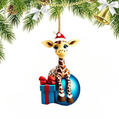 Christmas Hanging Cartoon Giraffe Pattern Christmas Tree Hanging Car Hanging Festive Home Decorations Flower Christmas Ornament