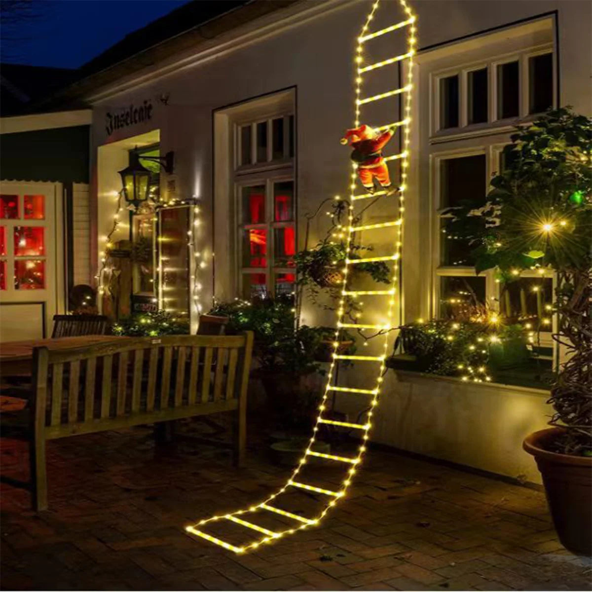 Christmas Decoration LED Ladder Light Strip Climbing Santa Claus Outdoor 8 Modes Christmas Tree For Home Window Christmas Decor