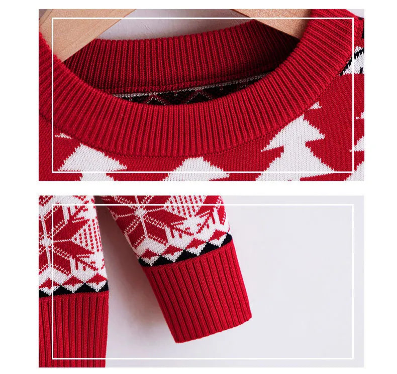 Christmas Sweaters Children Autumn Winter Warm Pullover Baby Cartoon Knitted Sweaters Kids Clothes 2-6 Year Boy Girl Xmas Jumper