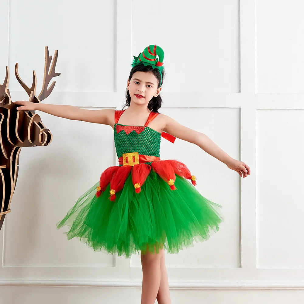 2024 Girls Christmas Santa Claus Costume Kids Cosplay Dress Children Dress Up Clothes Carnival Party Clothes