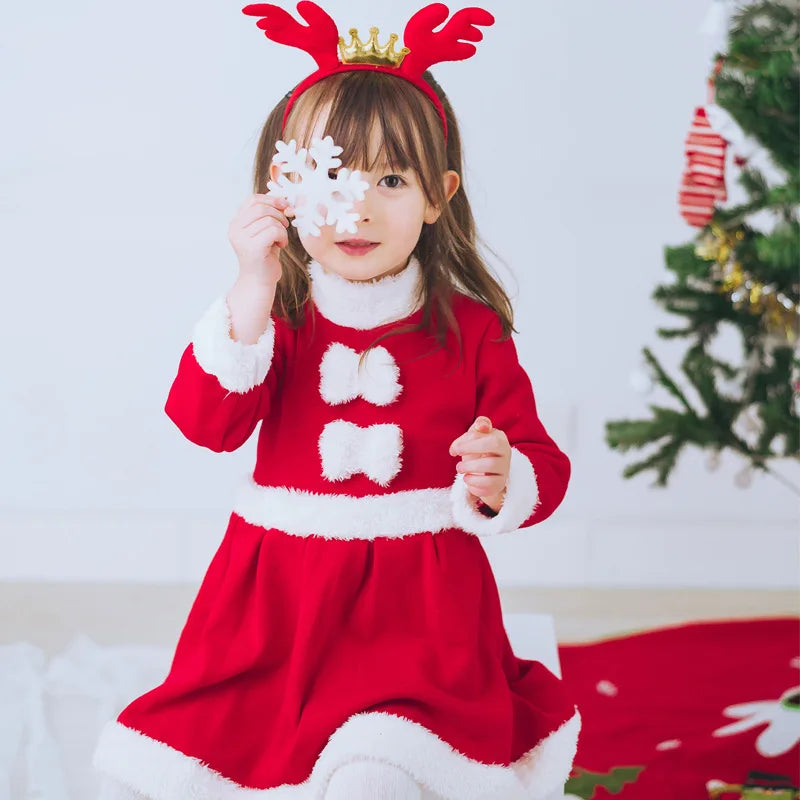 New Year Kids Santa Claus Toddler Baby Red Xmas Clothes Party Red Dress Set for Children Christmas Costume Santa Claus Set