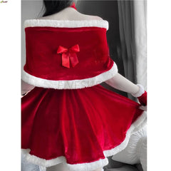 Christmas Women Dress Xmas Sexy Lady Santa Claus Cosplay Costume Sexy Lingerie Winter Red Dress Bunny Cosplay Girls Uniform